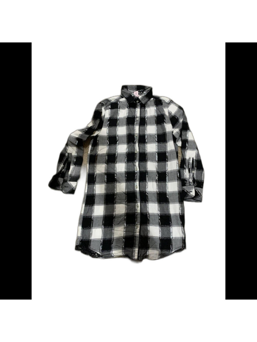 Women's VIctoria's Secret long button up shirt long sleeve black/ white plaid XS